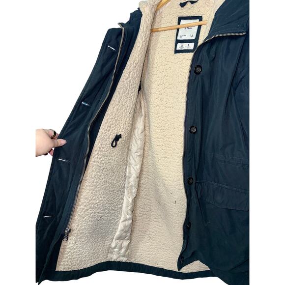 Abercrombie & Fitch Black Tan Sherpa Hooded Utility Parka Coat Jacket Womens M - Picture 5 of 9